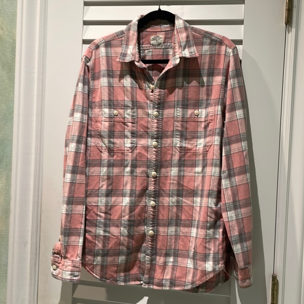 J. Crew Pink and Gray Plaid Button-Down Shirt
